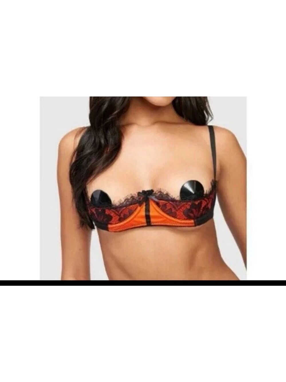 Frederick’s of Hollywood Orange & Black Lace Underwire Bra NWT Size 12 - Picture 4 of 9